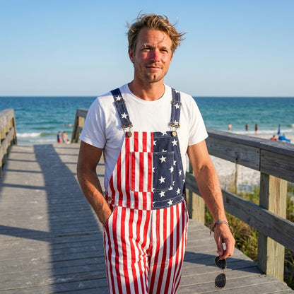 American Flag Long Overalls