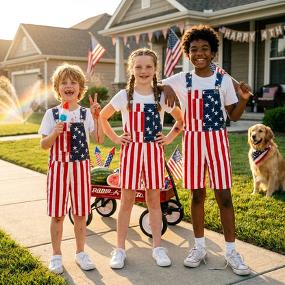 American Flag Kids Overalls