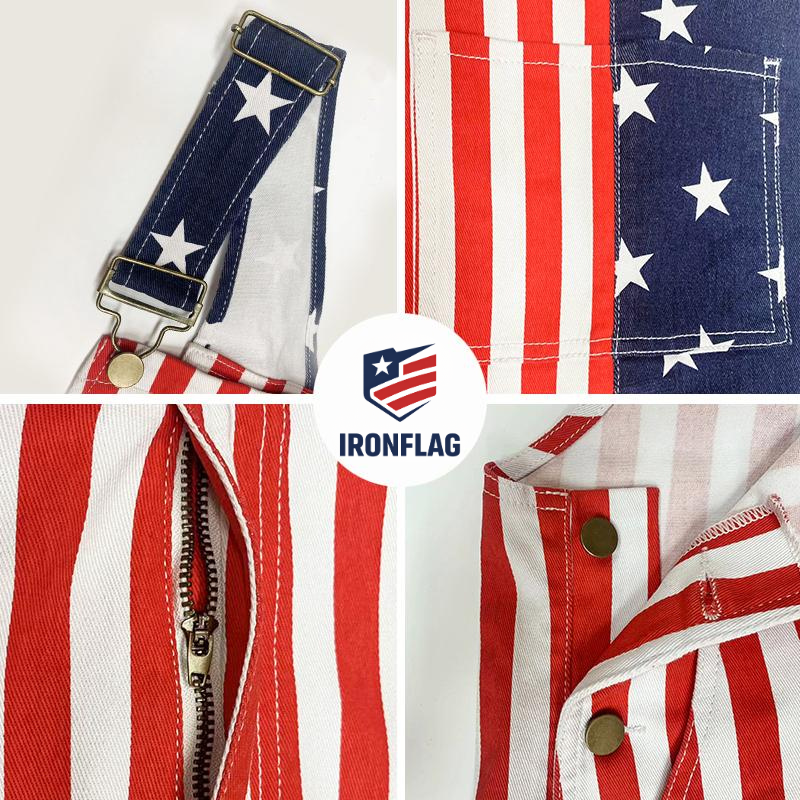 American Flag Long Overalls