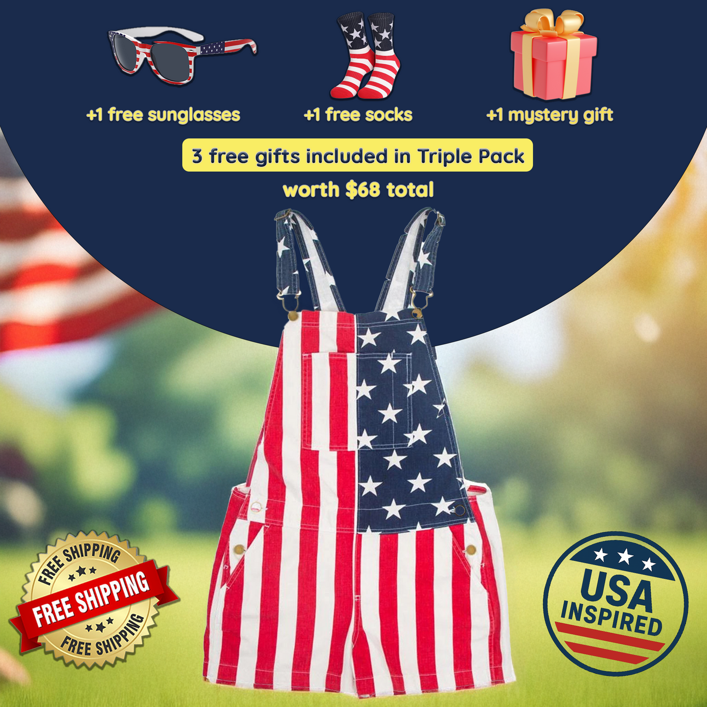 American Flag Overalls